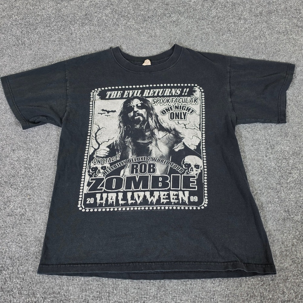 Vintage 2009 Rob Zombie Halloween Tour T-Shirt Black Anvil Small Concert Tee